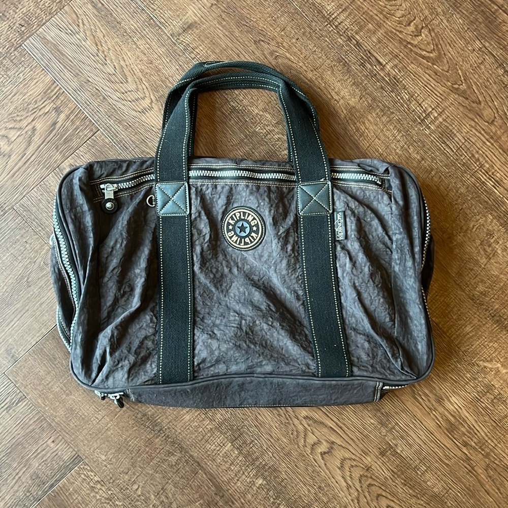Kipling Expandable Travel Work Duffel Bag Briefcase Charcoal Gray
